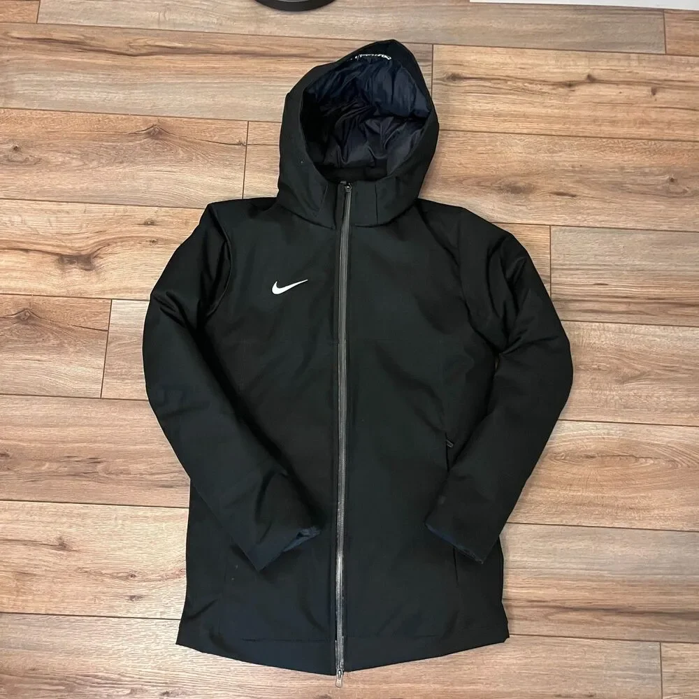 Nike Team Down 550 Fill Parka Storm Fit Hooded Zip Up Black Jacket Coat Mens XS